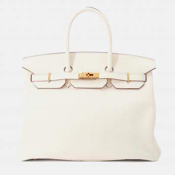Pre Owned Hermes Birkin Nata 35 Togo Leather Bag