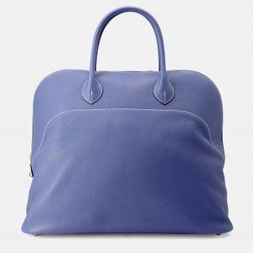 Pre Owned Hermes Bolide 45 Blue Brighton Taurillon Nobillo Leather Travel Bag