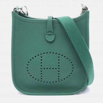 Pre Owned Hermes Evelynetpm Green Leather Handbag
