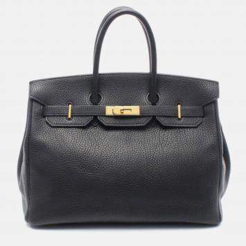 Pre Owned Hermes Birkin 35 Black Leather Handbag