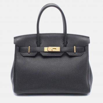 Pre Owned Hermes Birkin 30 Black Leather Handbag