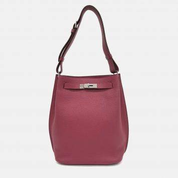 Pre Owned Hermes Red Leather Sokeli 22