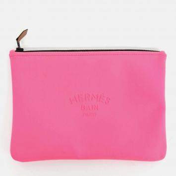 Pre Owned Hermes Pouch Pink Fabric Bag