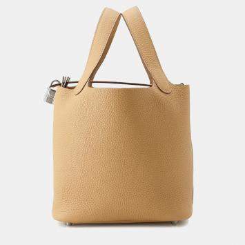 Pre Owned Hermes Picotin Lock PM Biscuit Taurillon Clemence Handbag