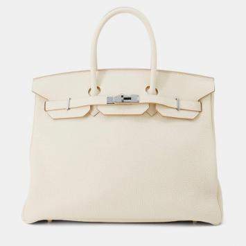 Pre Owned Hermes Birkin 35 Craie Togo Leather Tote Bag
