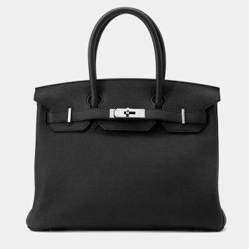 Pre Owned Hermes Birkin 30 Black Togo Leather Tote Bag