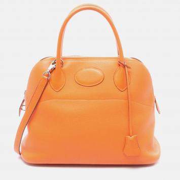 مملوكة مسبقًا Hermes Bolide31 Orange Clemence Leather Handbag