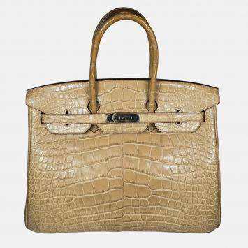 Pre Owned Hermes Birkin 35 Poussiere Alligator Mississippiensis Phw Bag
