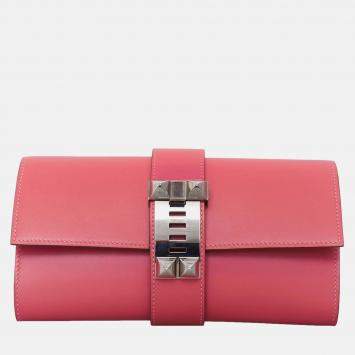 Pre Owned Hermes Medor 23 Tadelakt Leather Clutch Bag