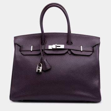 Pre Owned Hermes Birkin 35 Purple Togo Leather Shoulder Bag