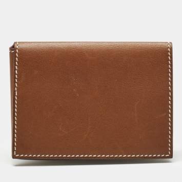Pre Owned Hermes Fauve Barenia Leather Guernesey Card Holder
