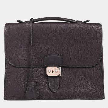 Pre Owned Hermes 27  Verso Sac a Depeches Blue Indigo Togo Briefcase Handbag
