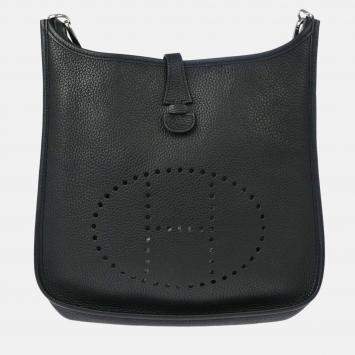 Pre Owned Hermes Evelyne 2 Black Taurillon Clemence Shoulder Bag PM
