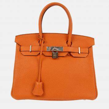 Pre Owned Hermes Birkin 30 Orange Togo Handbag