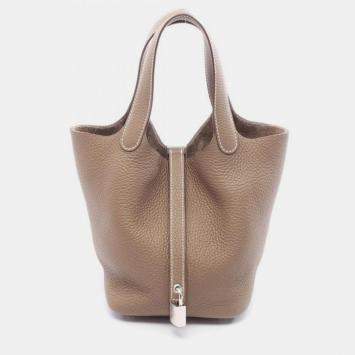 Pre Owned Hermes Picotin Lock Etoupe Grey Togo PM