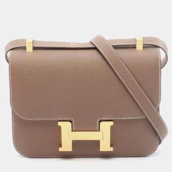 Pre Owned Hermes Constance 24 Etoupe Grey Epsom Leather Shoulder Bag