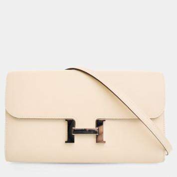 Pre Owned Hermes Constance To Go Wallet Craie Epsom Leather Wallet