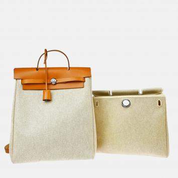 Pre Owned Hermes Natural Toile H Herbag a Dos Backpack