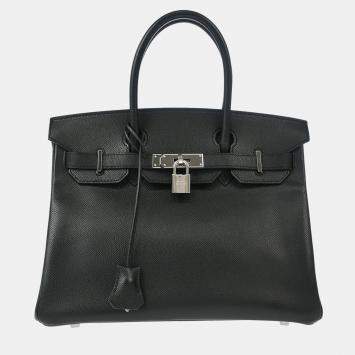 Pre Owned Hermes Birkin 30 Black Epsom Leather Tote Bag
