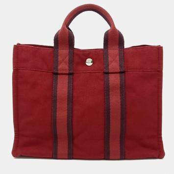 Pre Owned Hermes Furutto PM  Red Fabric Bag 