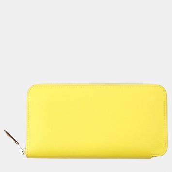 Pre Owned Hermes Azap Long Lime Evercolor Leather Wallet