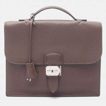 Pre Owned Hermes Sac A Depeche 27 Brown Havane Fjord Leather Business Bag
