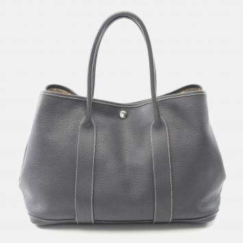 Pre Owned Hermes Garden Party Gray Ardoise Negonda Leather K Tote PM