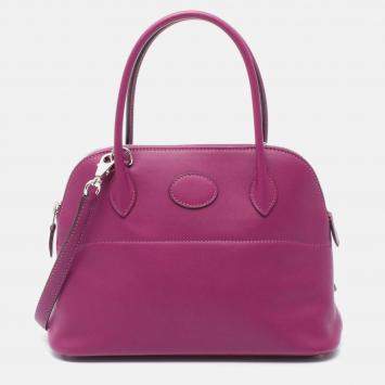 Pre Owned Hermes Bolide27 Anemone Swift Leather Shoulder Handbag 047653Ck