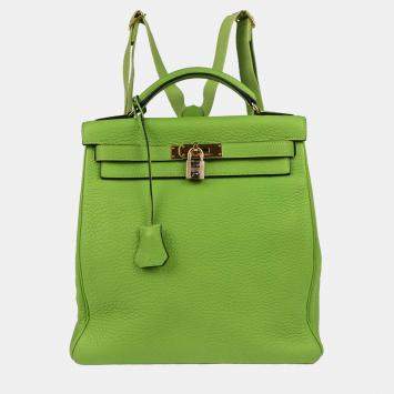Pre Owned Hermes Apple Green Taurillon Clemence Kelly A Dos GM Backpack