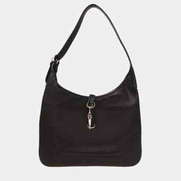 Pre Owned Hermes Evergrain Trim 31 Black Leather Shoulder Bag