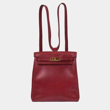 Pre Owned Hermes Kelly A Dos Rouge Vif Box Calf Backpack PM