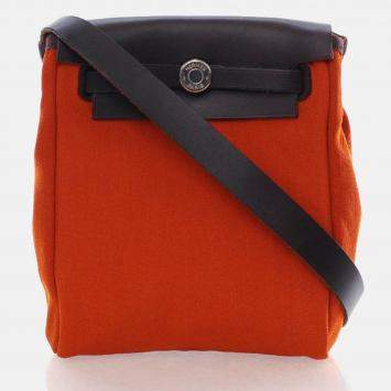 Pre Owned Hermes Herbag TPM Orange Canvas Bag 
