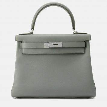 Pre Owned Hermes Kelly Retourne Vert Amand Evercolor Size 28