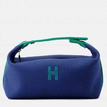 Pre Owned Hermes Brid A Black Navy/Green Canvas PM 