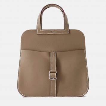 Pre Owned Hermes Halzan Mini Etoupe Swift Leather Bag 