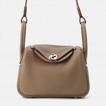 Pre Owned Hermes Lindy Mini Etoupe Taurillon Clemence Bag 