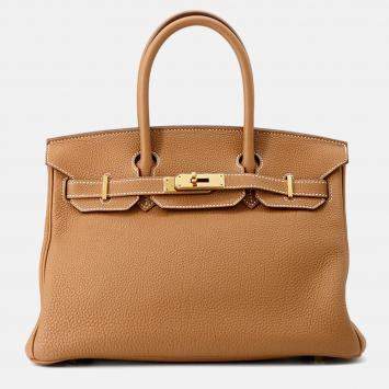 Pre Owned Hermes Birkin  30 Gold Togo Leather Bag 