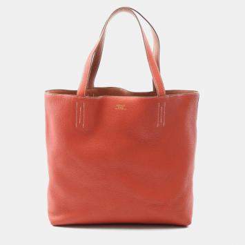 Pre Owned Hermes Doble Sense36 Brown Sanguine Clemence Leather Q Tote