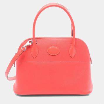 Pre Owned Hermes Bolide27 Shoulder Handbag 041693Ck Epsom Leather Rose Jaipur