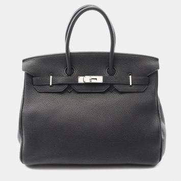 Pre Owned Hermes Birkin 35 Handbag Togo Leather Black