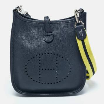 Pre Owned Hermes Bleu Indigo/Lime Epsom Leather Evelyne Amazone TPM Bag