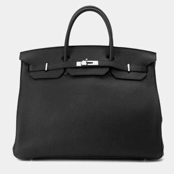 Pre Owned Hermes Birkin 40 Black Togo Leather Bag 
