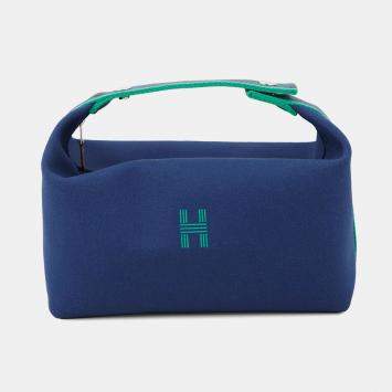 Pre Owned Hermes Brid A Black Navy Canvas GM Bag
