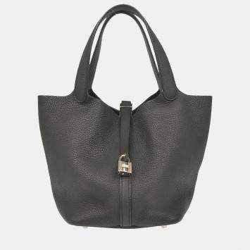 Pre Owned Hermes Black Taurillon Clemence Picotin Lock 22 MM Handbag