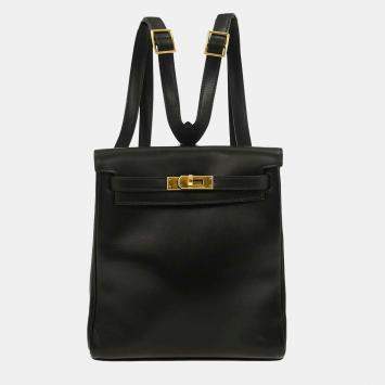 Pre Owned Hermes Black Box Calf Kelly A Dos PM Backpack