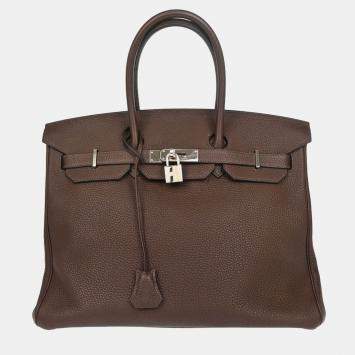 Pre Owned Hermes Ebene Togo Birkin 35 Handbag
