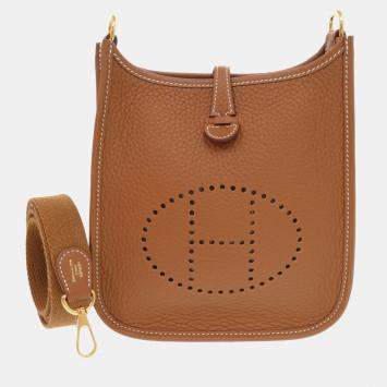 Pre Owned Hermes Evelyn TPM Amazon TBrown aurillon Clemence Gold Shoulder Bag 