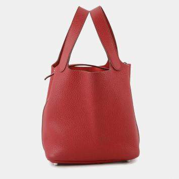 Pre Owned Hermes Picotin Lock Ruby Taurillon Clemence PM