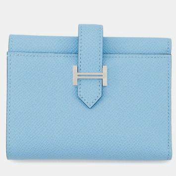 Pre Owned Hermes Bearn Combination Verso Celeste/Vert Jade Epsom