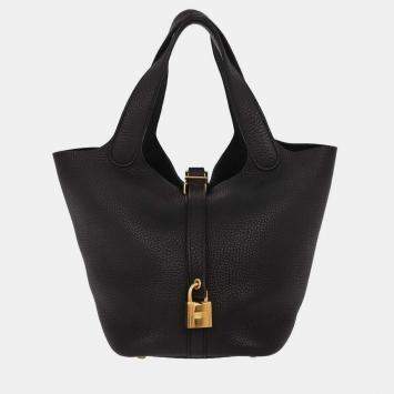 Pre Owned Hermes  Picotin Lock 18 Black Taurillon Clemence Handbag 